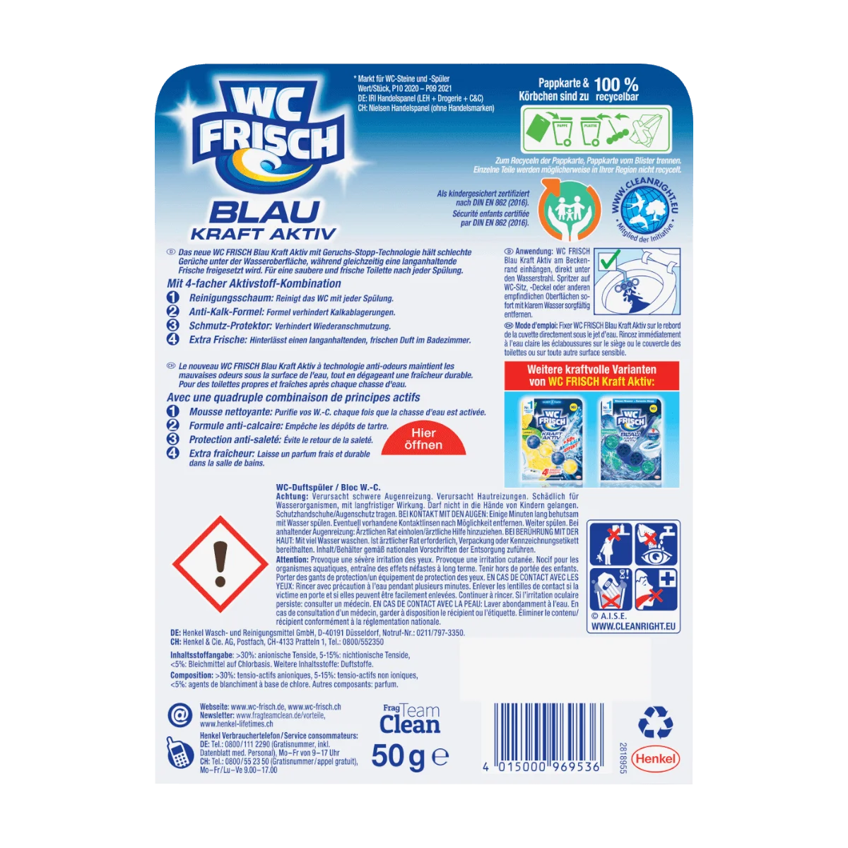 Frisch WC-Reiniger Aktiv Blau Stk Chlor, Kraft 1 WC