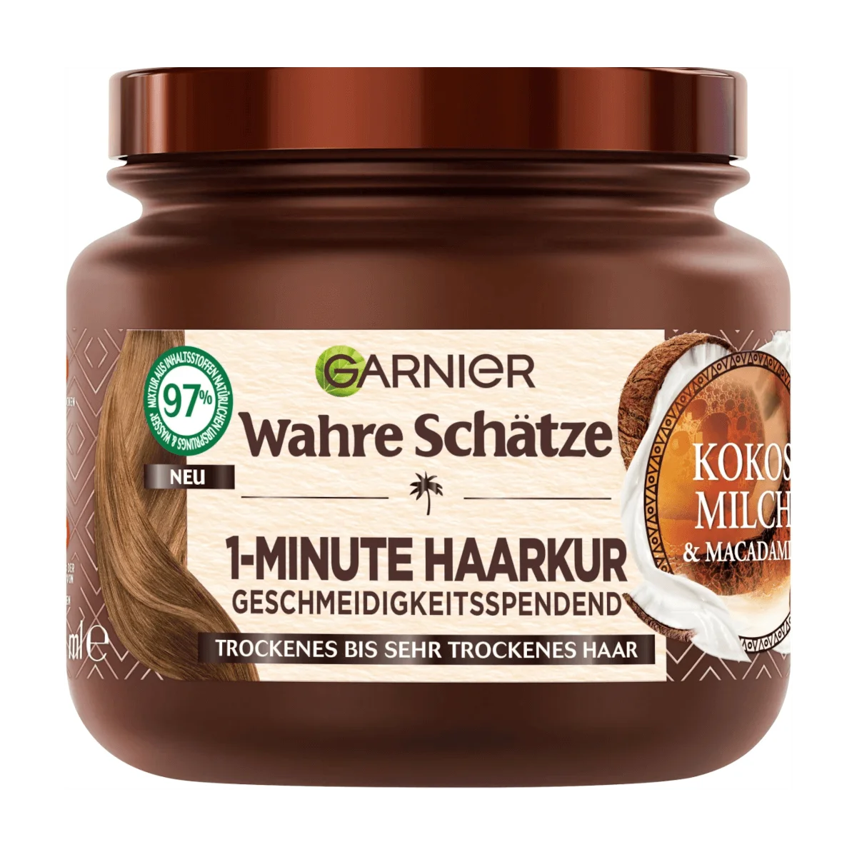 Garnier Wahre Schätze Haarkur 1-Minute Kokosmilch & Macadamia, 340 ml
