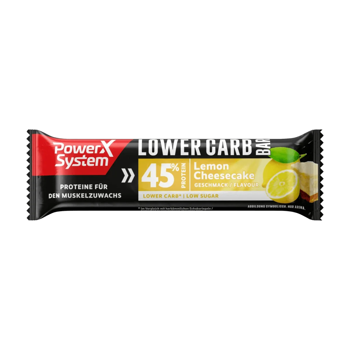 PowerSystem Proteinriegel 45%, Lower Carb Bar, Lemon Cheesecake Geschmack, 40 g