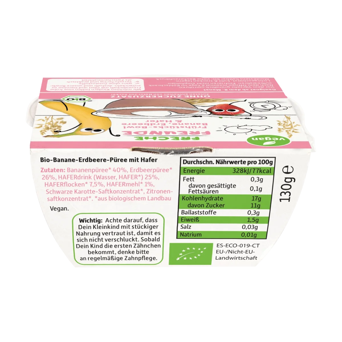 Freche Freunde Frühstücks-Bowl Banane, Erdbeere & Hafer ab 8 Monaten, 130 g