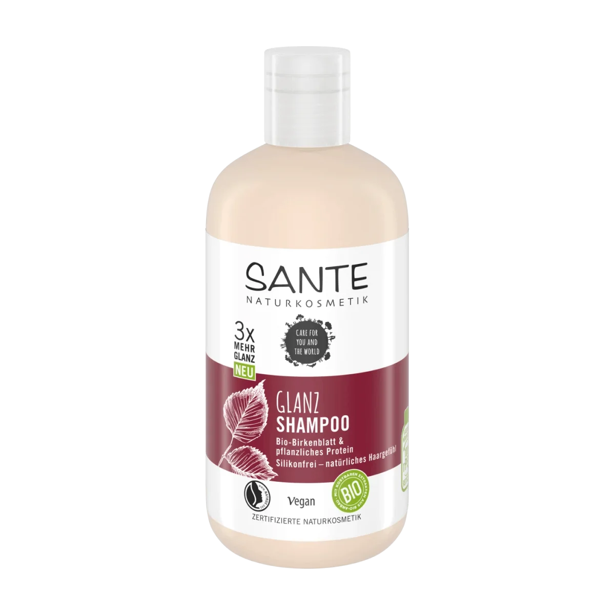 SANTE NATURKOSMETIK Shampoo Glanz Family Bio-Birkenblatt & Pflanzliches Protein, 250 ml
