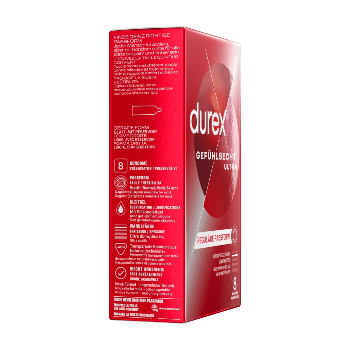 Durex Kondome Gefühlsecht Ultra, Breite 54mm, 8 Stk