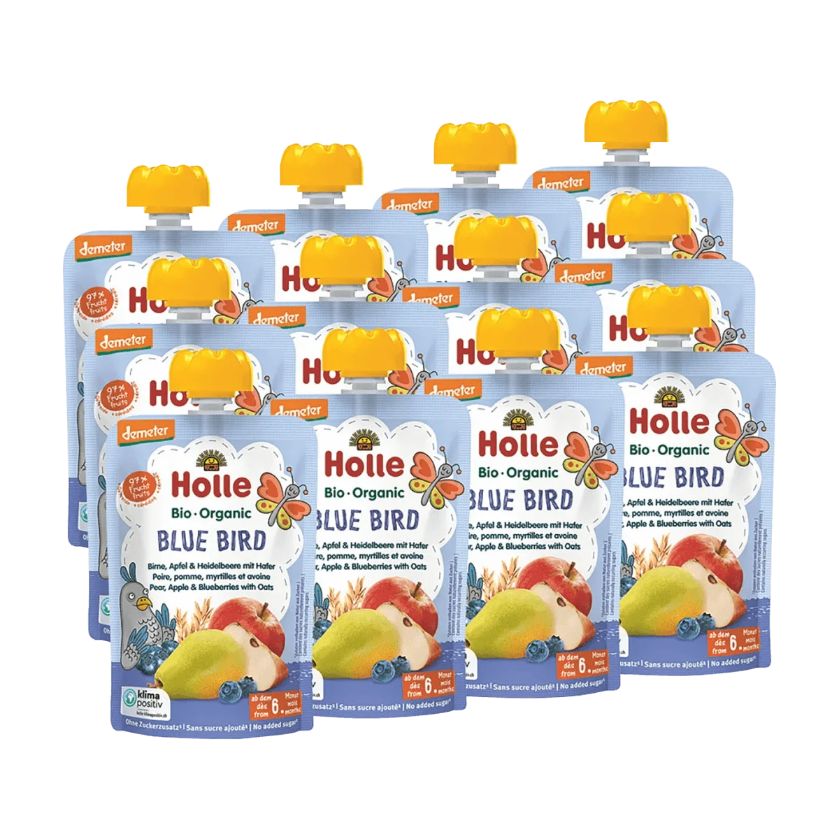 Holle baby food Quetschie Blue Bird, Birne, Apfel & Heidelbeer mit Hafer ab 6 Monaten, 100 g