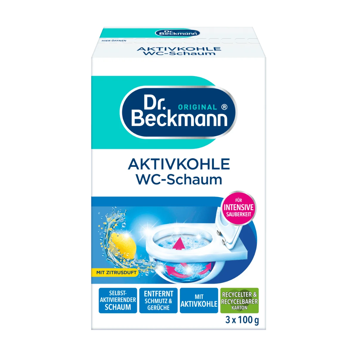 Dr. Beckmann Aktivkohle WC-Schaum Zitrus, 300 g