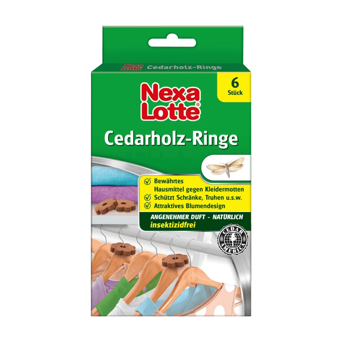 Nexa Lotte Cedarholz-Ringe gegen Kleidermotten, 6 Stk