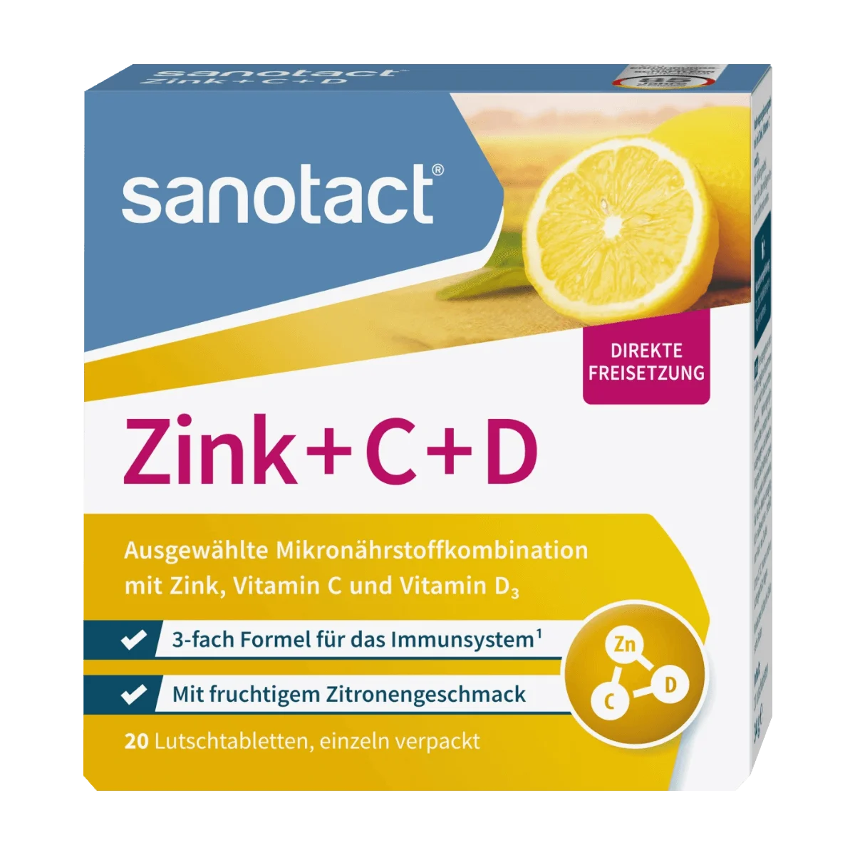 sanotact Zink + C + D Lutschtabletten 20 Stk, 34 g