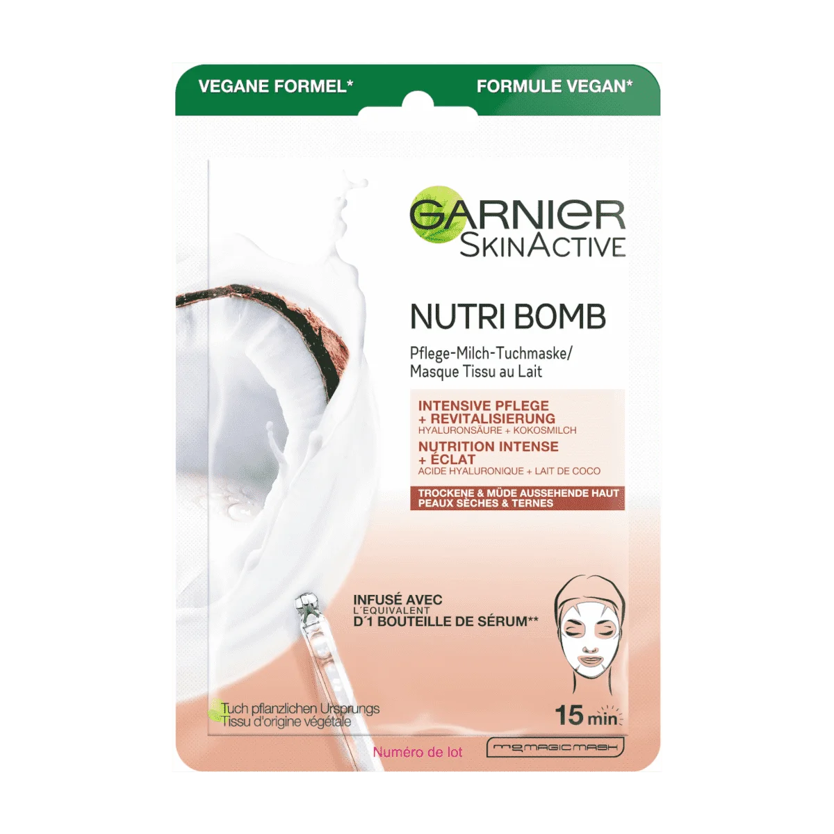 Garnier SkinActive Nutri Bomb - Pflege-Milch Tuchmaske, 28 g