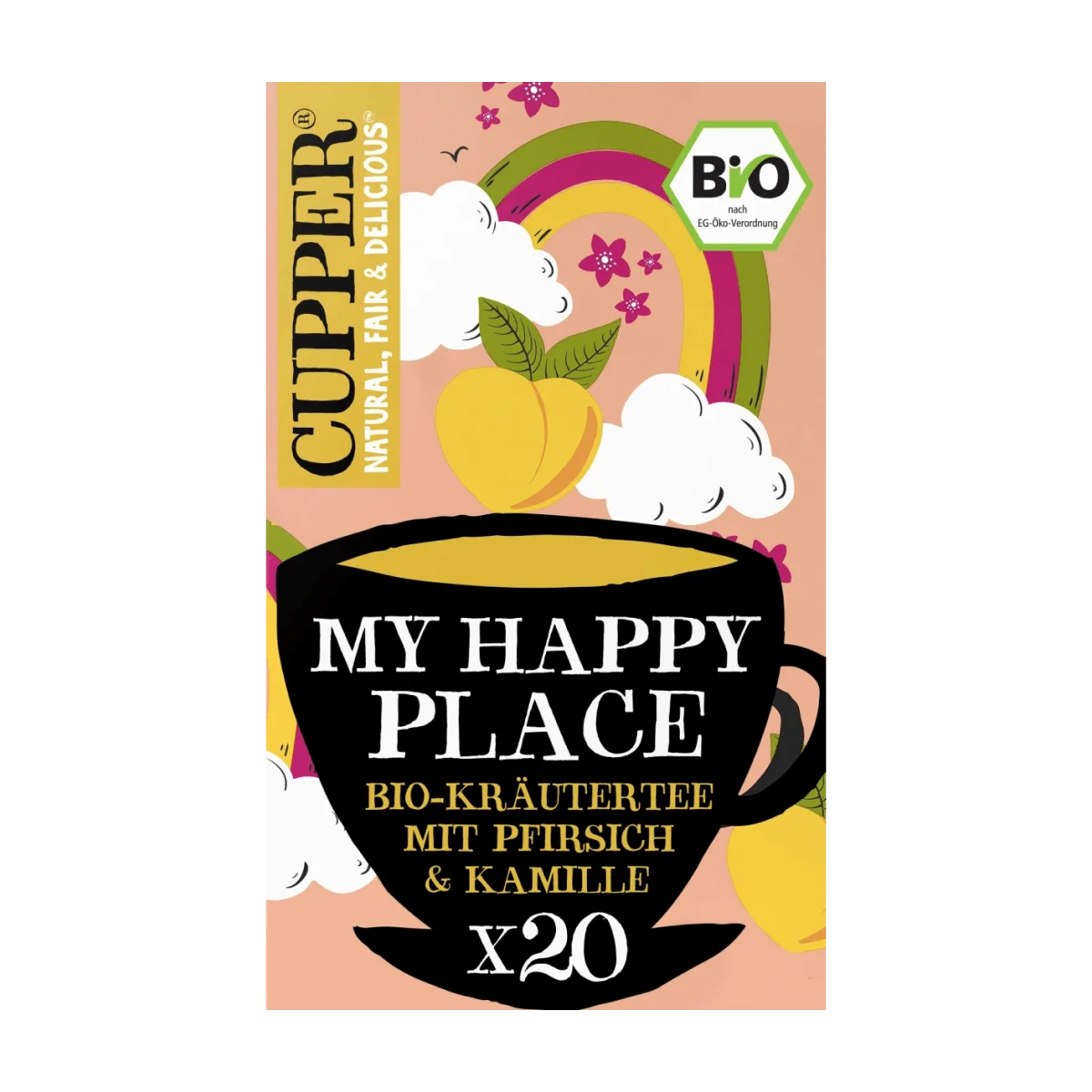 Cupper Kräutertee "My Happy Place" mit Pfirsich, Kamille (20 Beutel), 30 g