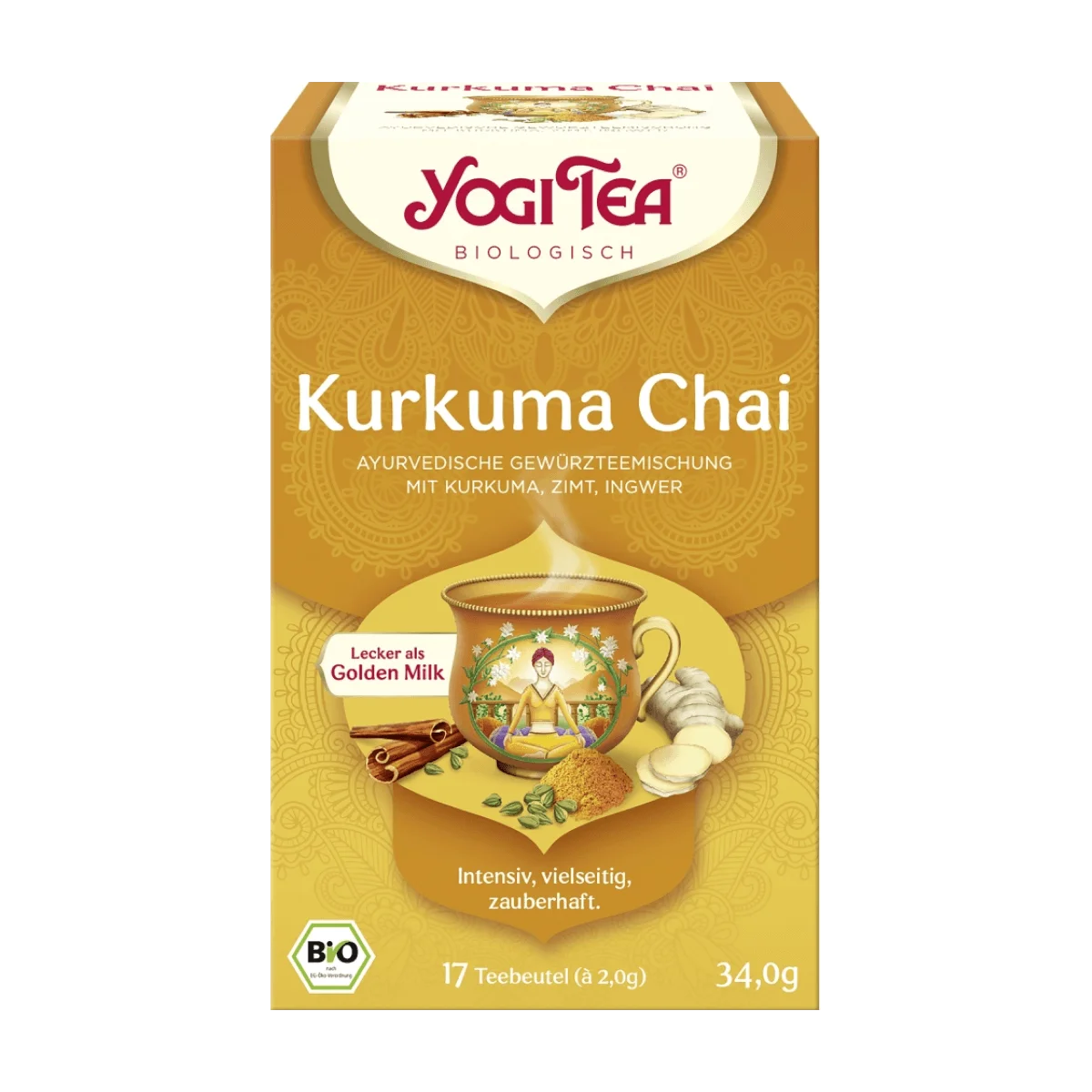 YOGI TEA Gewürztee "Kurkuma Chai" mit Kurkuma, Zimt, Ingwer (17 Beutel), 34 g