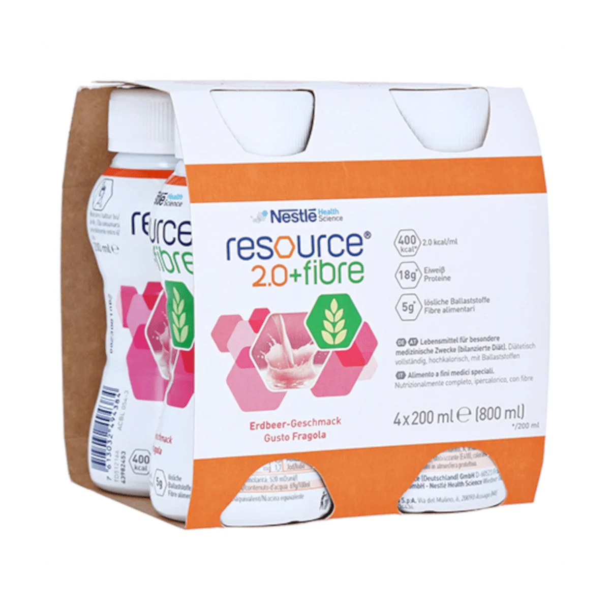 Nestlé Resource 2.0 + fibre Erdbeere, 4x200 ml