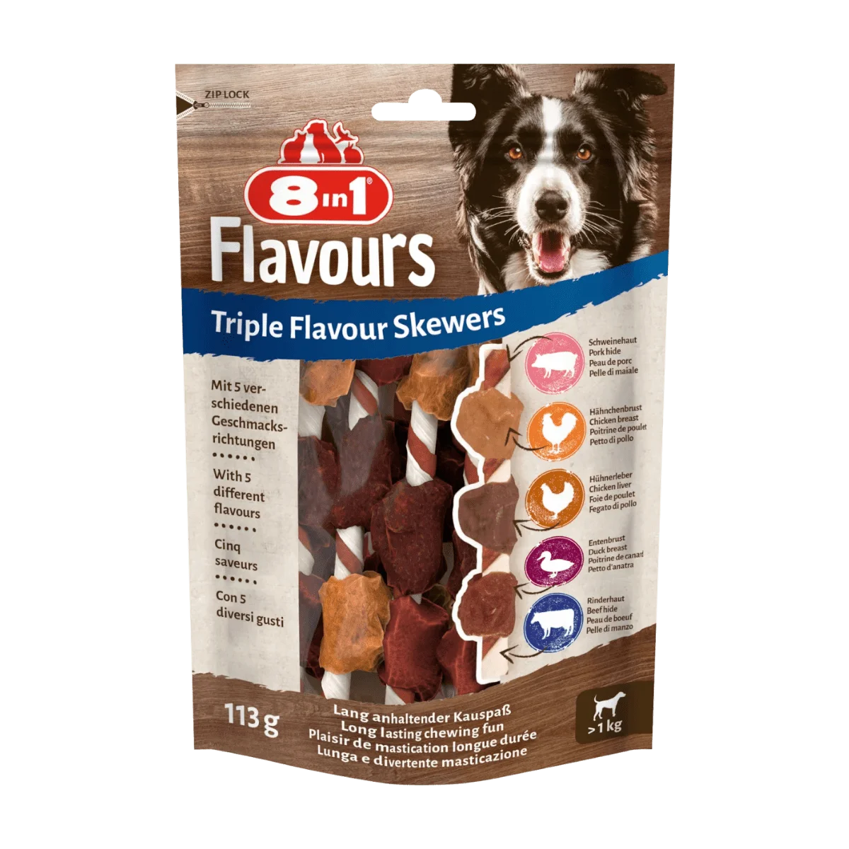 8in1 Skewers Triple Flavour, Snacks für Hunde, 6 Stk