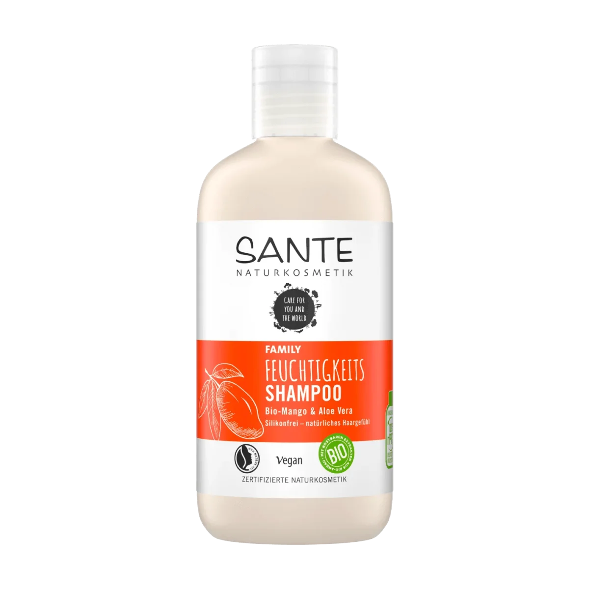 SANTE NATURKOSMETIK Shampoo Feuchtigkeit Family Bio-Mango & Aloe Vera, 250 ml