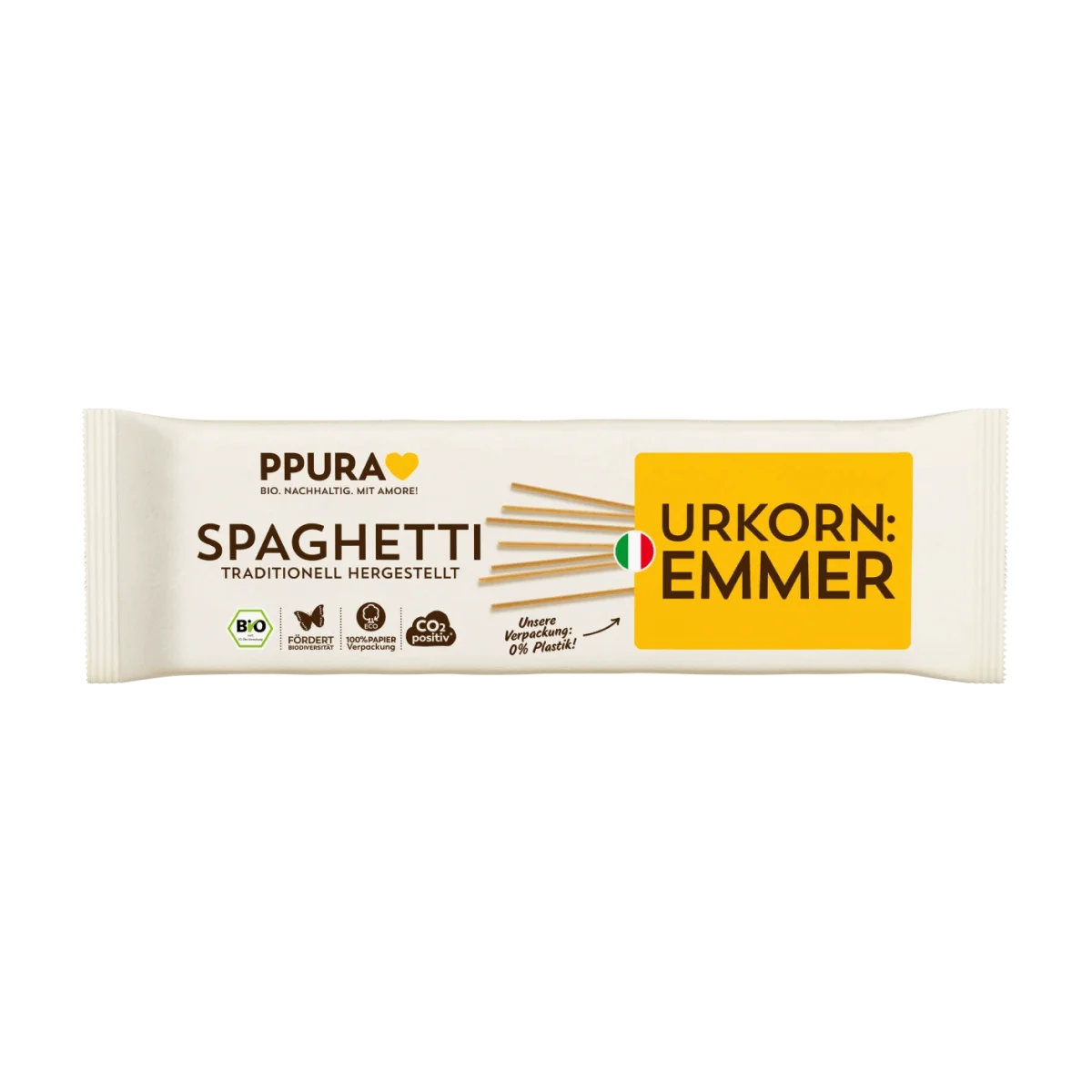 PPURA Nudeln, Spaghetti aus italienischem Emmer, 500 g