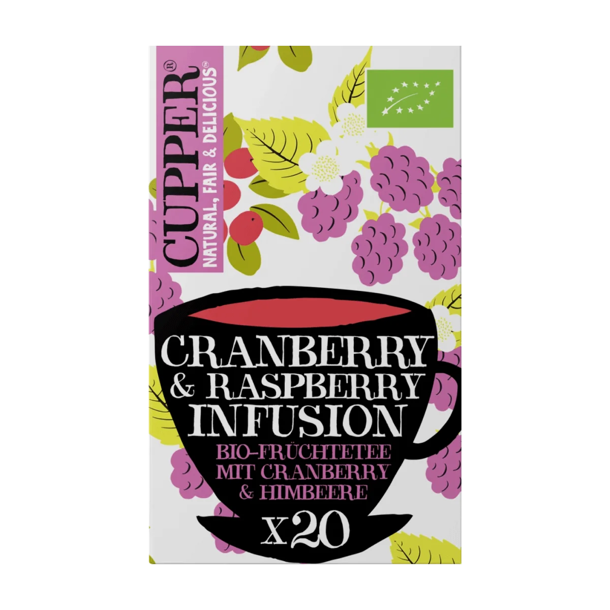 Cupper Früchtetee Cranberry, Himbeere (20 Beutel), 50 g
