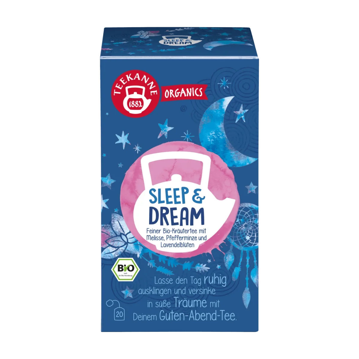 Teekanne Kräutertee sleep & dream mit Melisse, Pfefferminze, Lavendelblüten (20 Beutel), 34 g