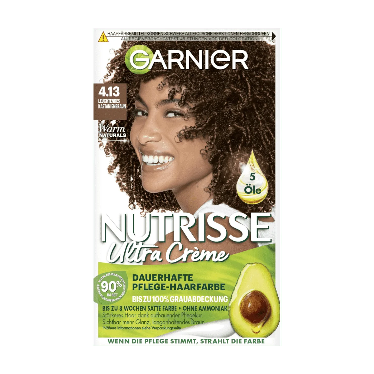 Garnier Nutrisse Ultra Creme Haarfarbe 4.13 Leuchtendes Kastanienbraun, 1 Stk