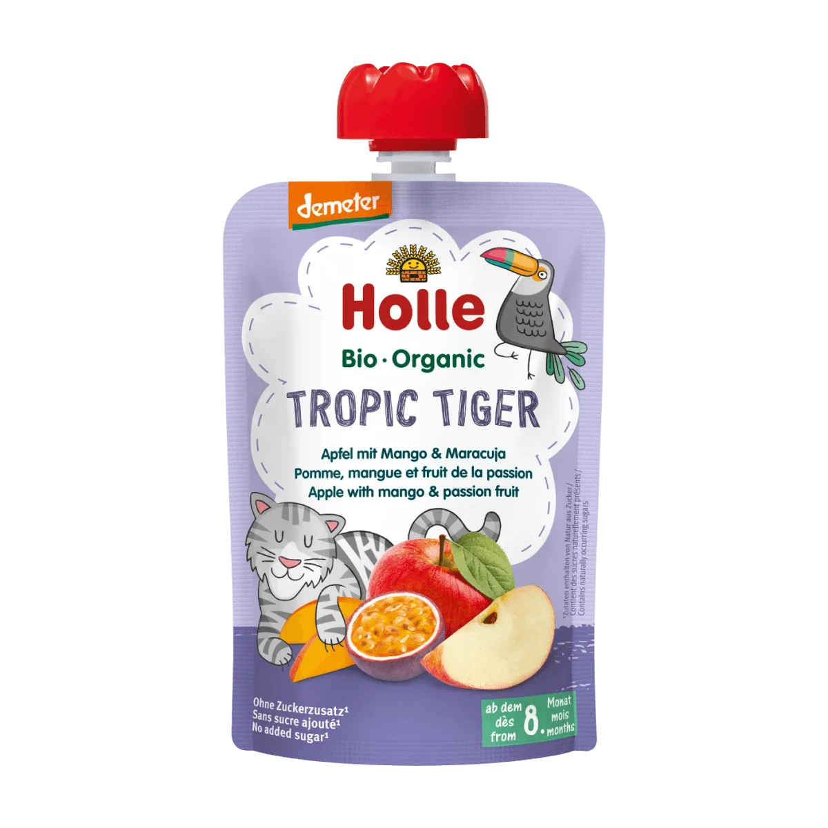 Holle baby food Quetschie Tropic Tiger, Apfel mit Mango & Maracuja ab 8 Monaten, 100 g