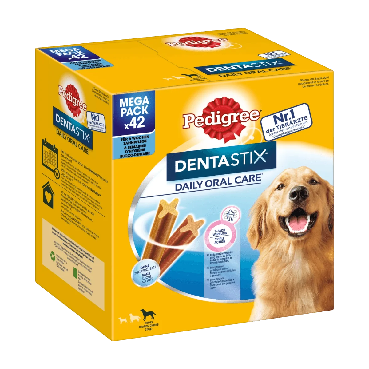 Pedigree Kausnack Hund Zahnpflege DentaStix für große Hunde, Multipack (6x7 Stück), 1.62 kg