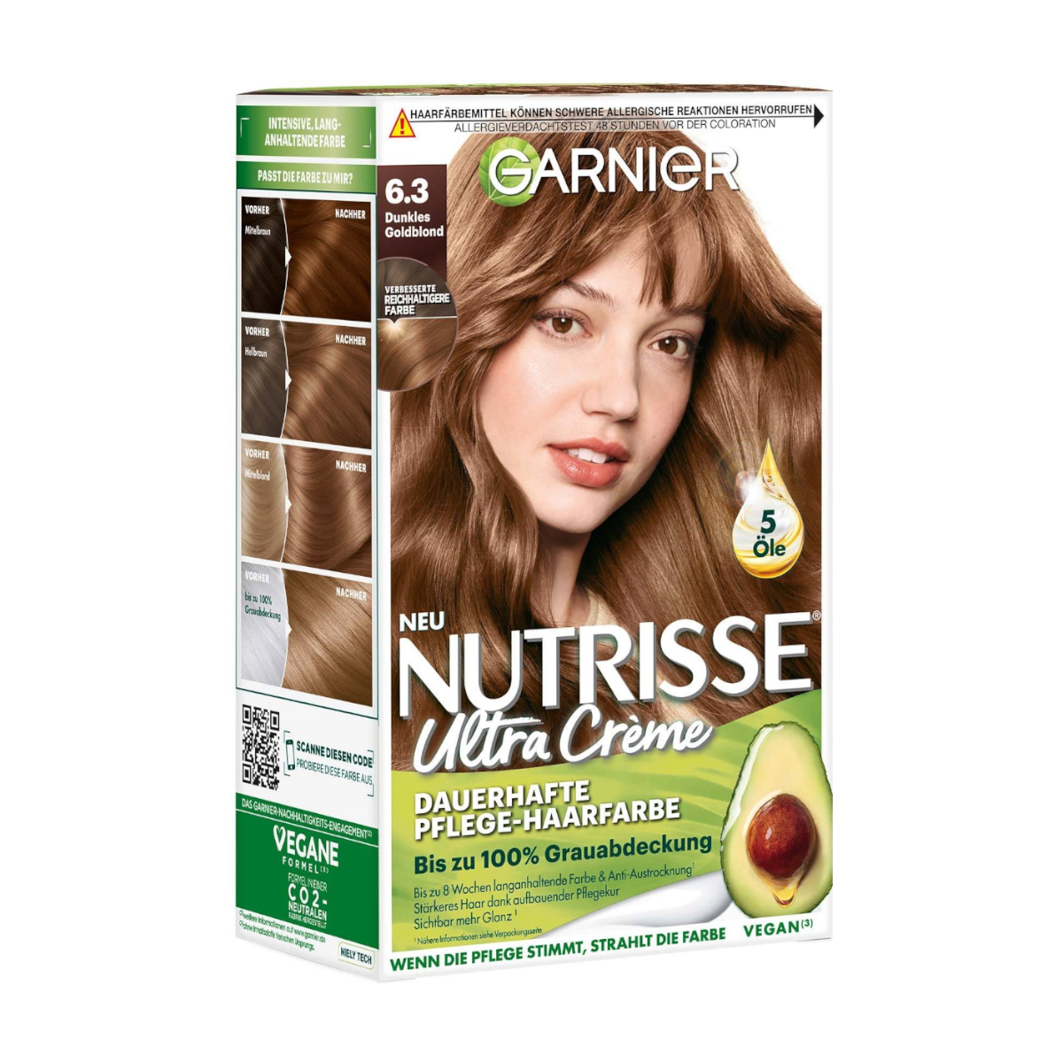Garnier Nutrisse Ultra Creme Haarfarbe 6.3 Dunkles Goldblond, 1 Stk