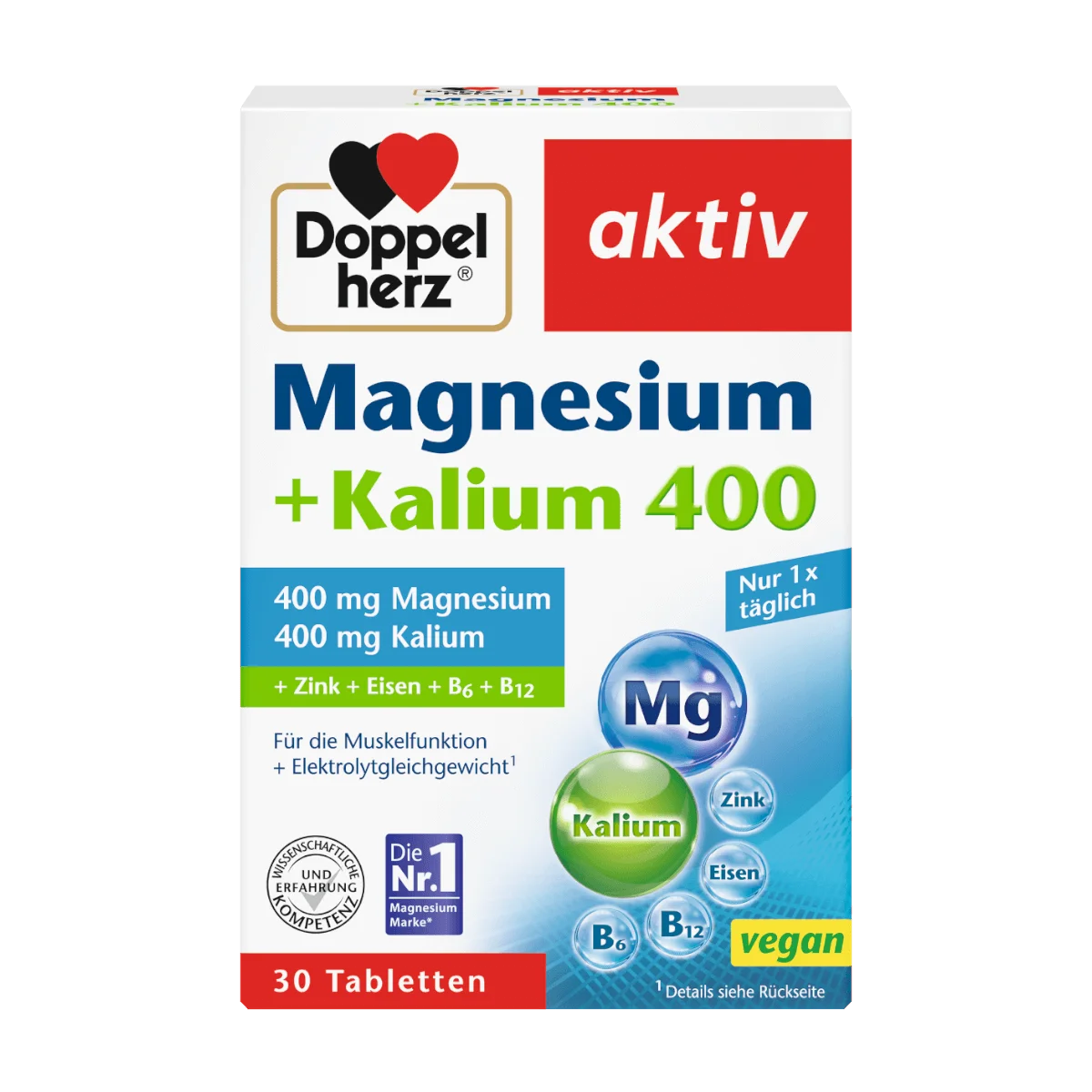 Doppelherz Magnesium 400 + Kalium Tabletten, 30 Stk