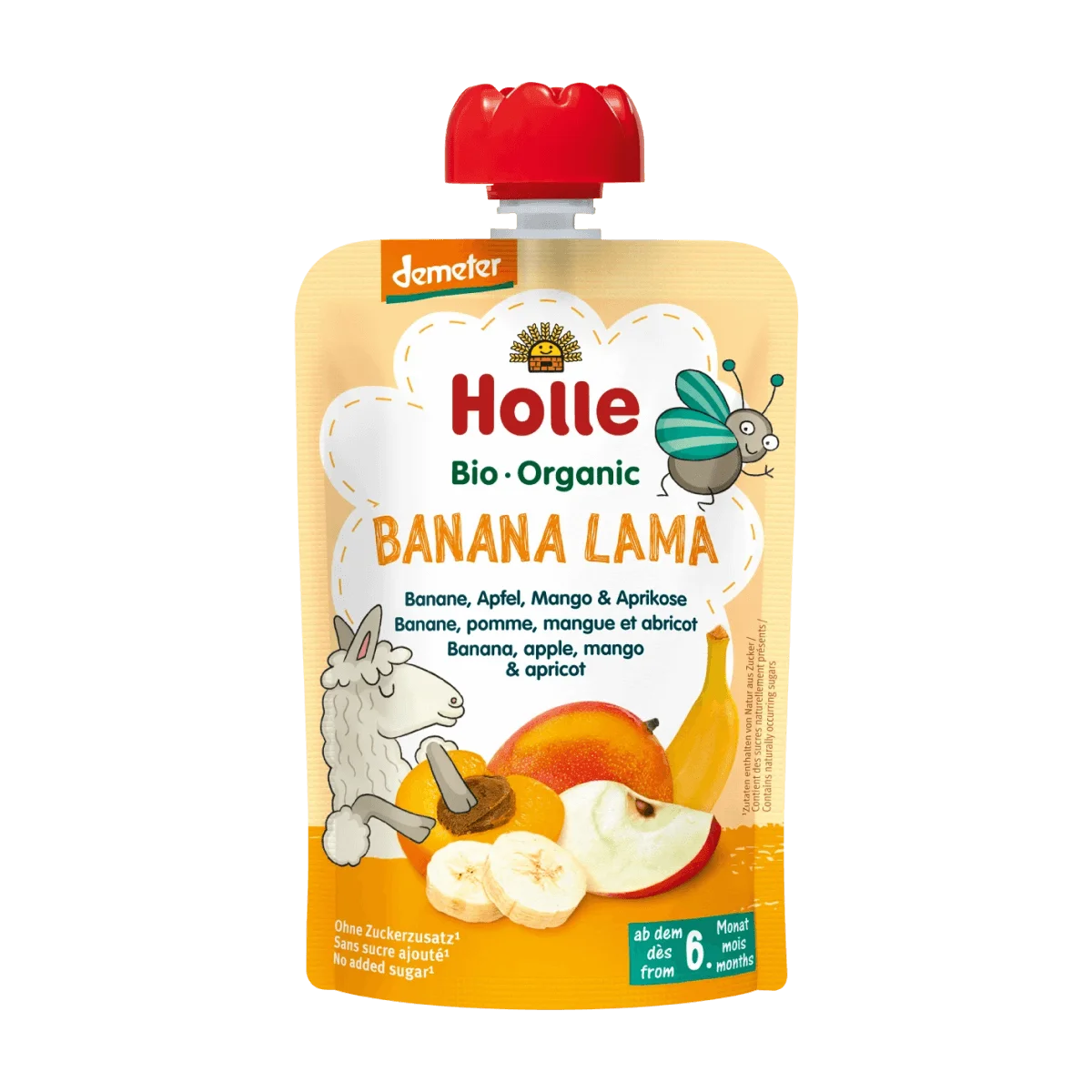Holle baby food Quetschie Banana Lama, Banane, Apfel, Mango & Aprikose ab 6 Monaten, 100 g