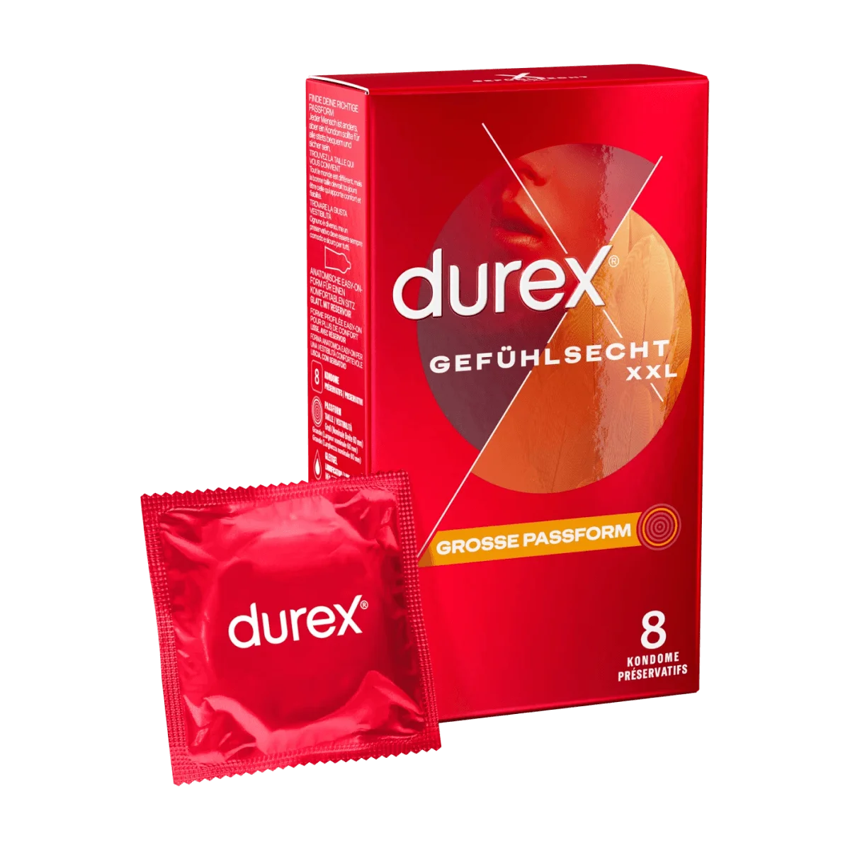 Durex Kondome Gefühlsecht XXL, Breite 60mm, 8 Stk