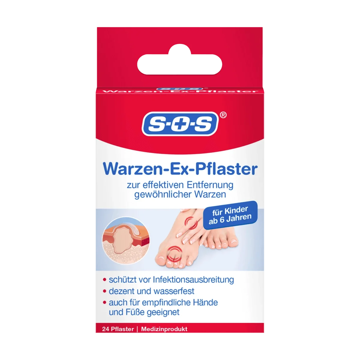 SOS Warzen Entferner Pflaster, Warzen-Ex, 24 Stk