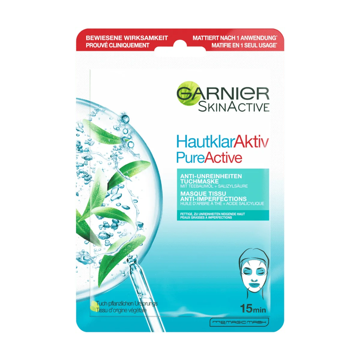 Garnier SkinActive Hautklar Aktiv Tuchmaske, 28 g