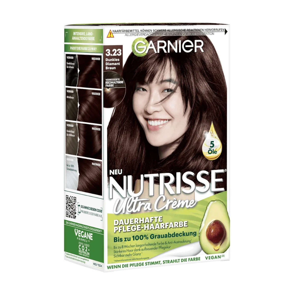 Garnier Nutrisse Ultra Creme Haarfarbe 3.23 Dunkles Diamantbraun, 1 Stk