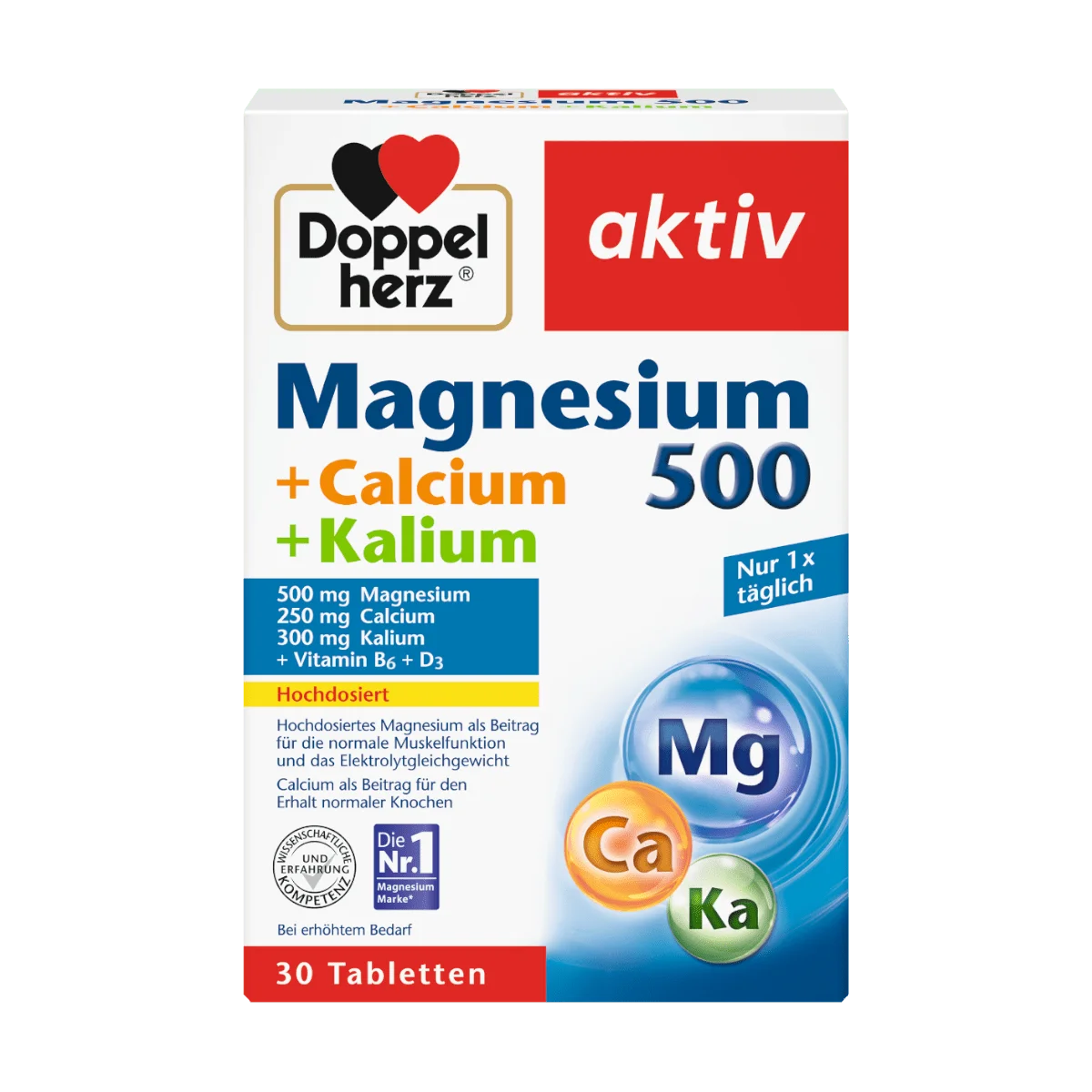 Doppelherz Magnesium 500 + Calcium + Kalium, 30 Tbl