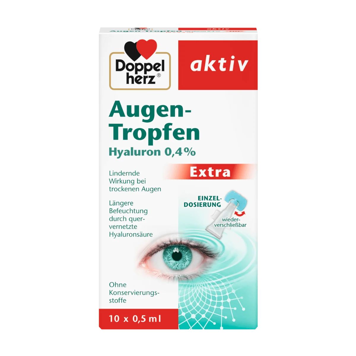 Doppelherz Augen-Tropfen Extra Hyaluron 0,4% 10 x 0,5 ml