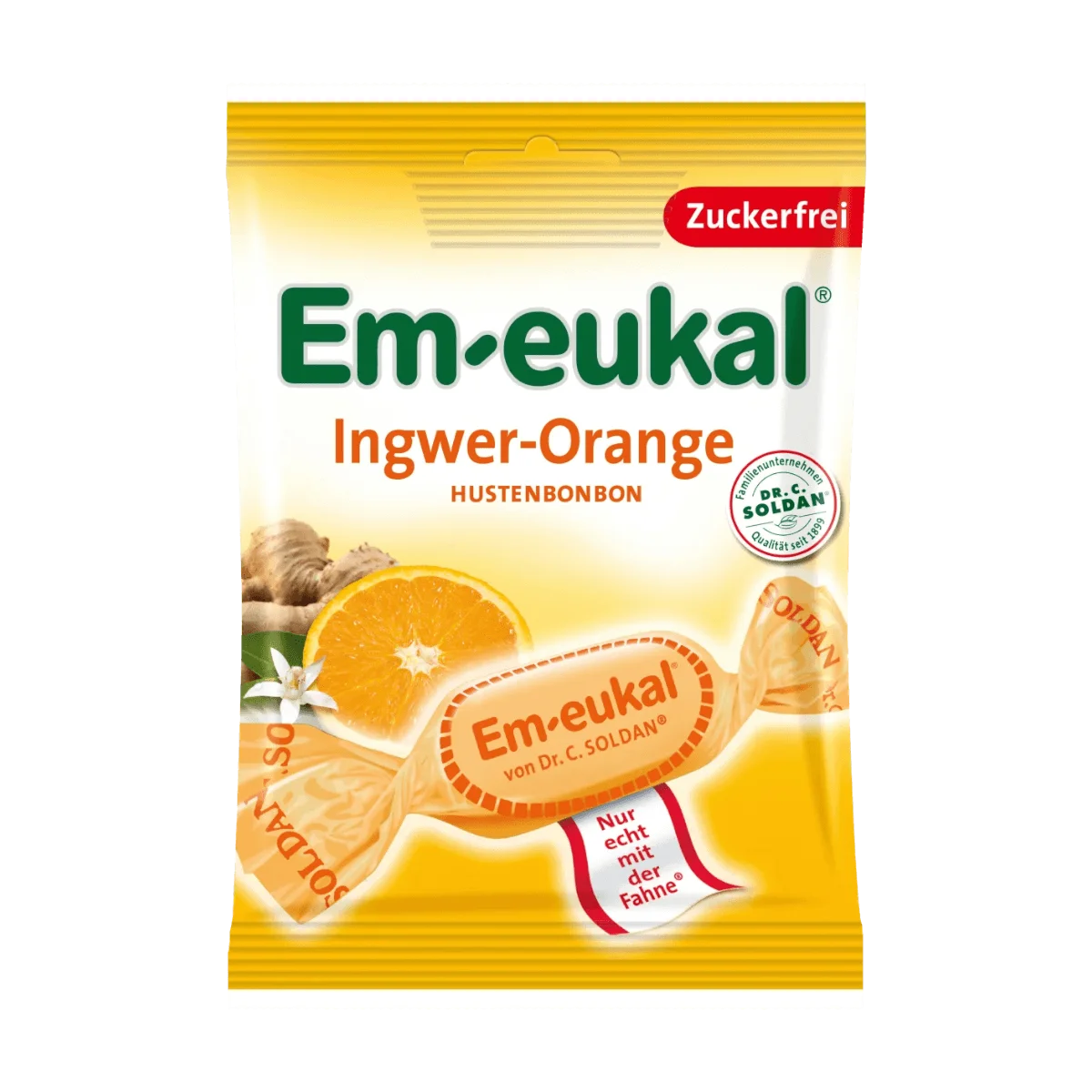 Em-eukal Bonbon, Ingwer-Orange, zuckerfrei, 75 g