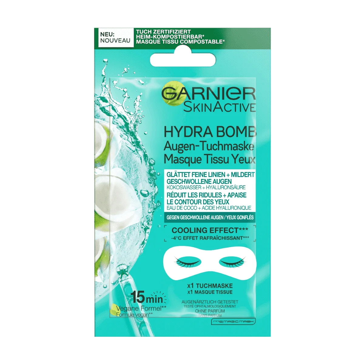 Garnier SkinActive Hydra Bomb Augen-Tuchmaske Kokoswasser & Hyaluronsäure 28g, 1 Stk