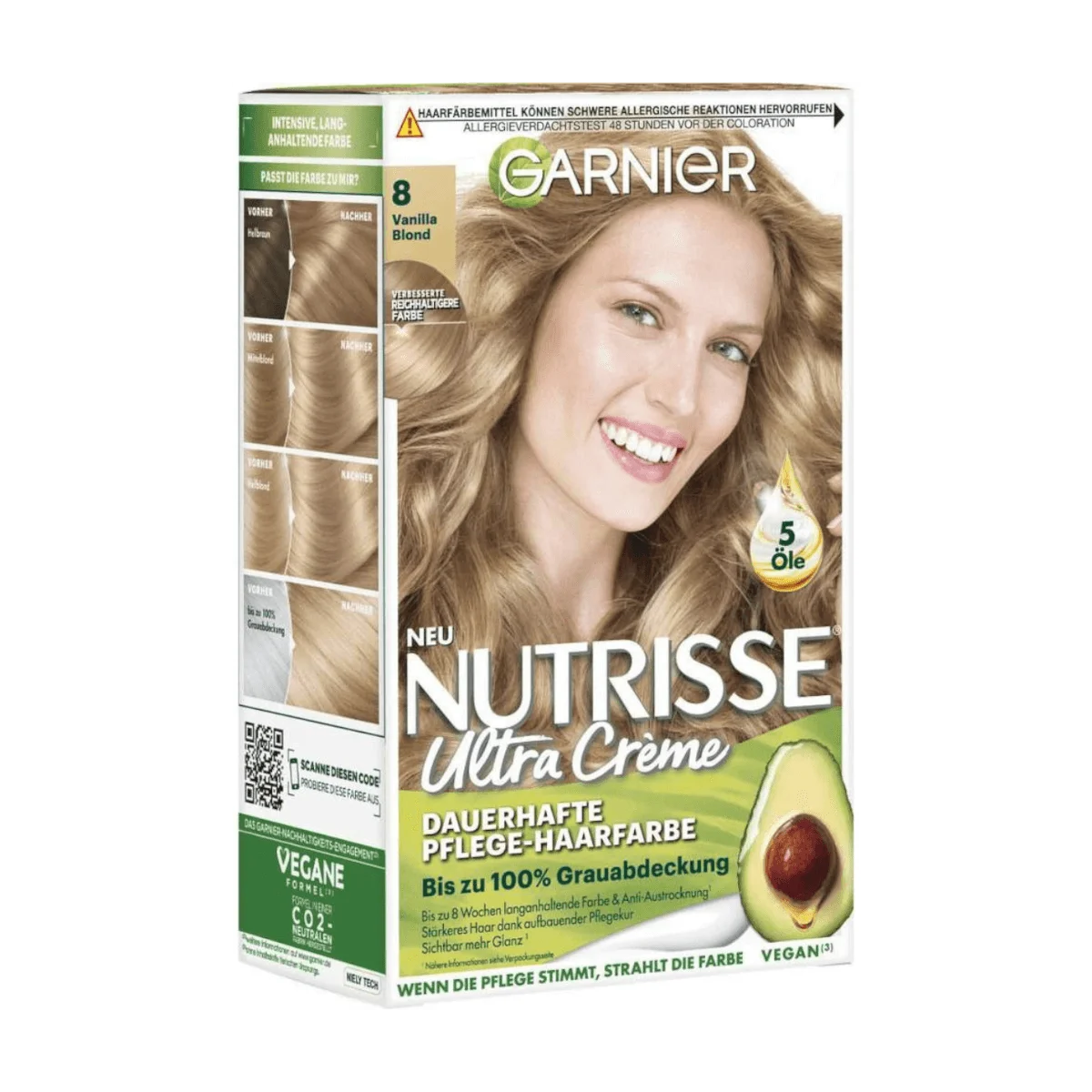 Garnier Nutrisse Ultra Creme Haarfarbe 8 Vanilla Blond, 1 Stk