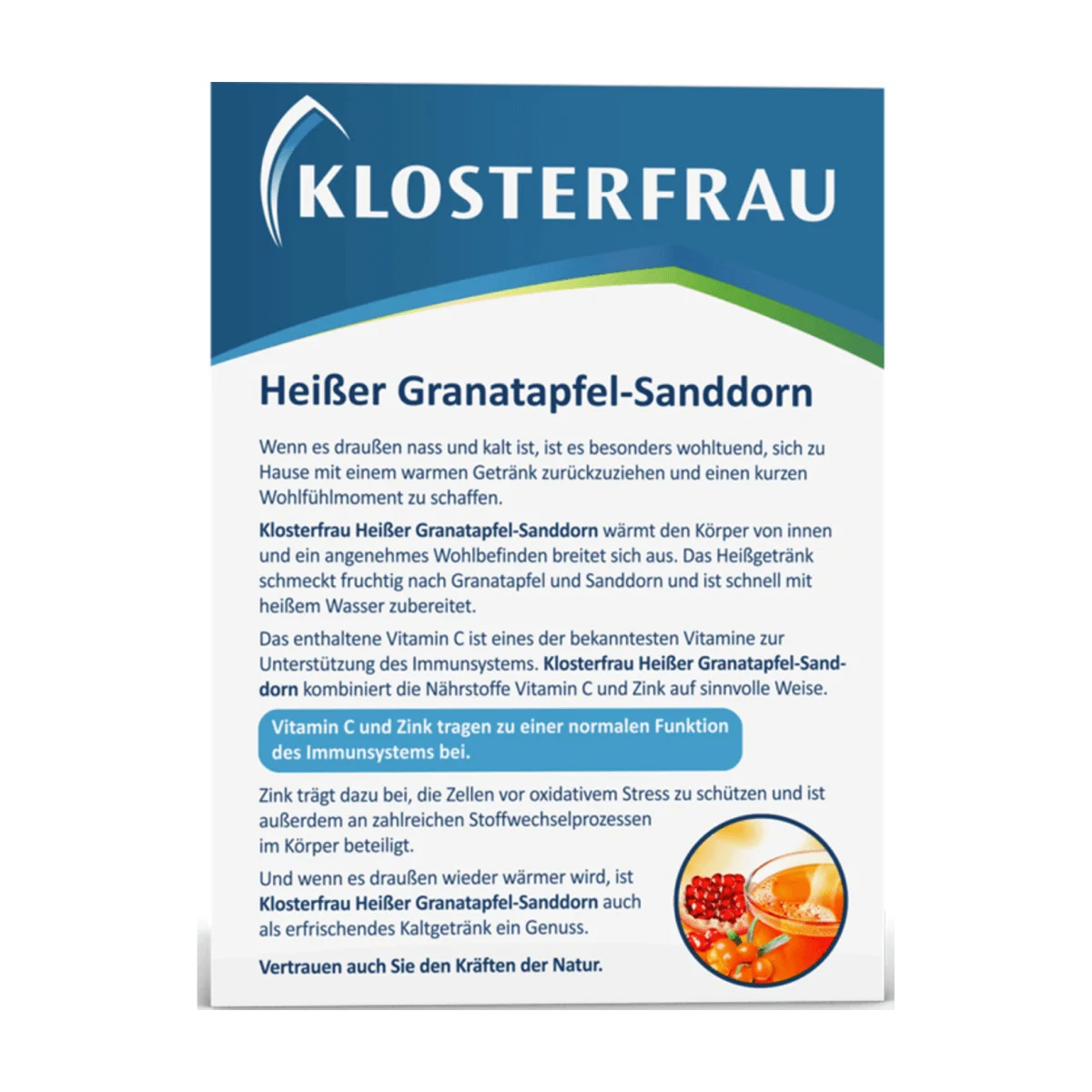 Klosterfrau Heißer Granatapfel-Sanddorn Heißgetränk Beutel 10 Stk, 150 g