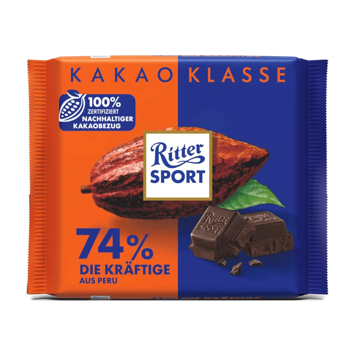 Ritter Sport Kakao-Klasse 74% Die Kräftige aus Peru, 100 g