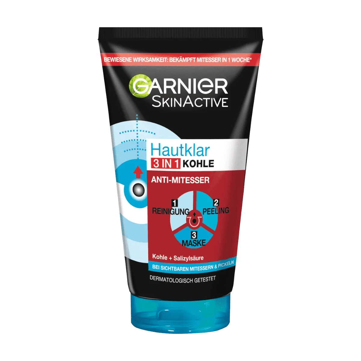 Garnier Skin Active Reinigung + Peeling + Maske Hautklar 3in1 Anti-Mitesser, 150 ml