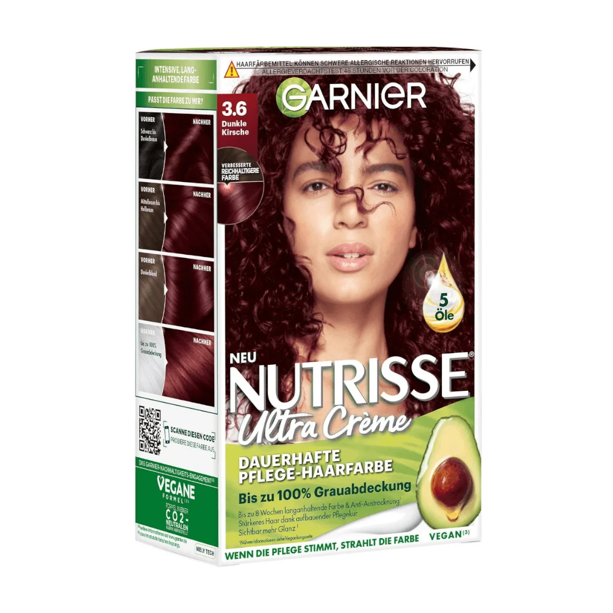 Garnier Nutrisse Ultra Creme Haarfarbe 3.6 Dunkle Kirsche, 1 Stk
