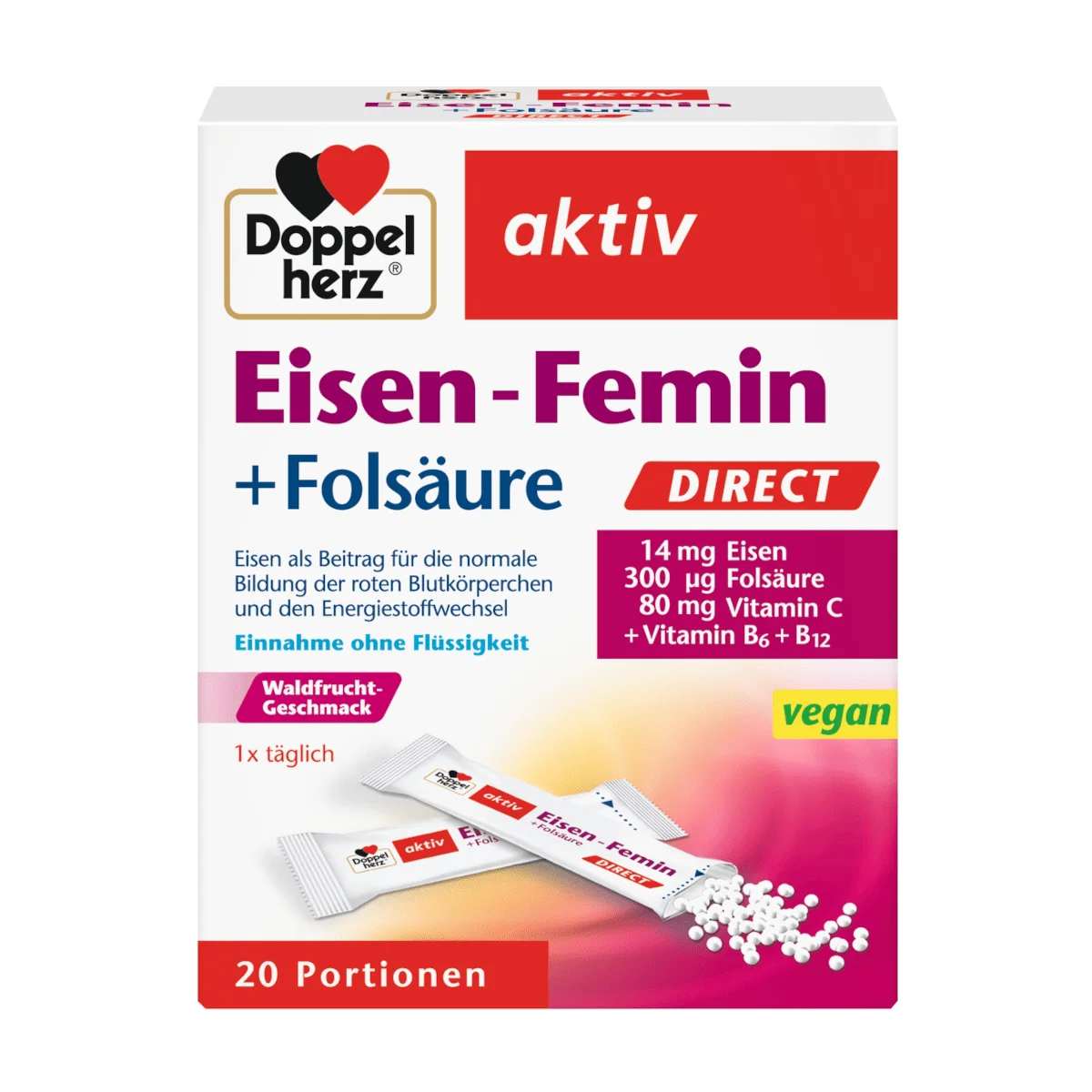 Doppelherz Eisen-Femin + Folsäure direct, 20 Port