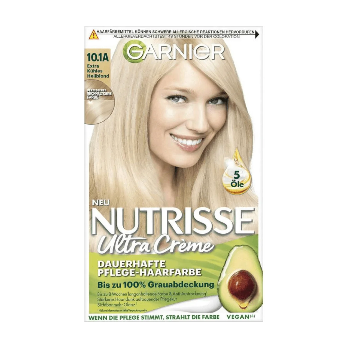 Garnier Nutrisse Ultra Creme Haarfarbe 10.1A Extra Kühles Hellblond, 1 Stk