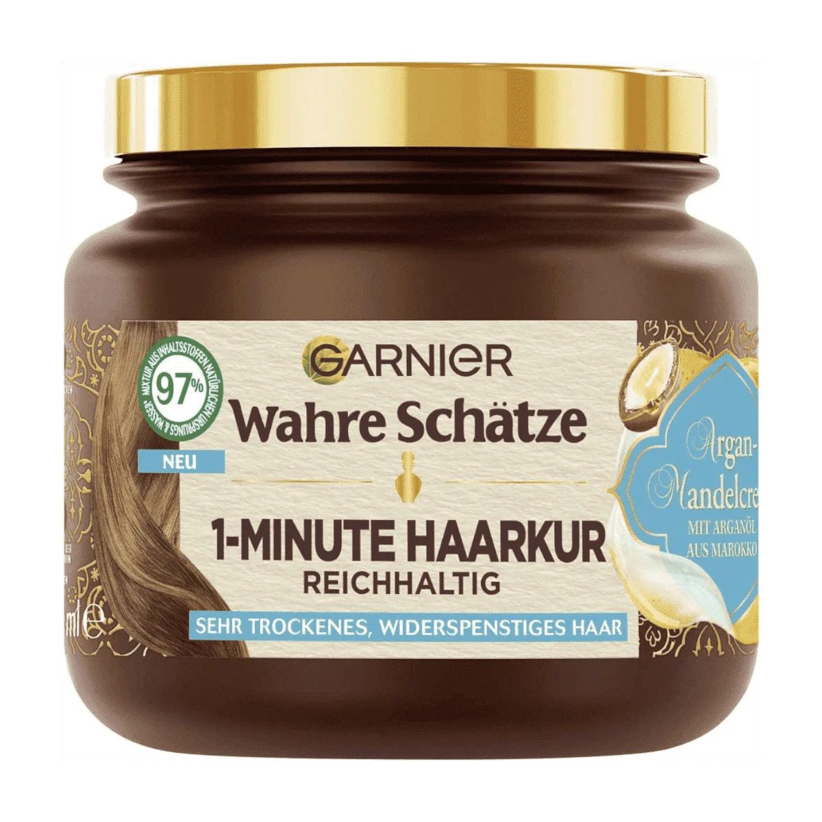 Garnier Wahre Schätze Haarkur 1-Minute Argan & Mandelcreme, 340 ml