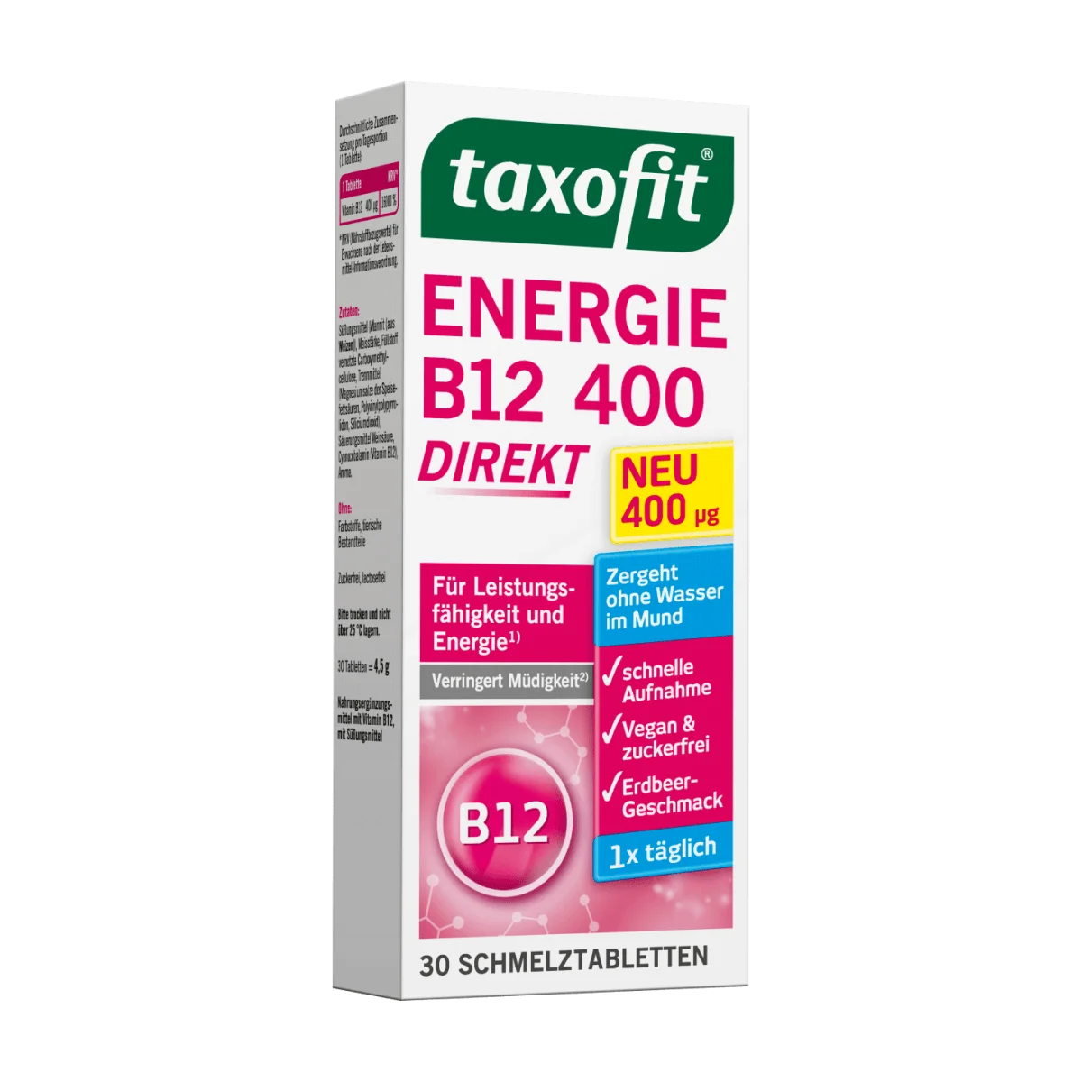 taxofit Vitamin B12 Energie Schmelztabletten 30 Stk, 4.5 g