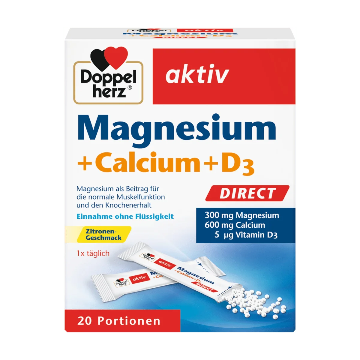 Doppelherz Magnesium + Calcium + D3, 20 Port