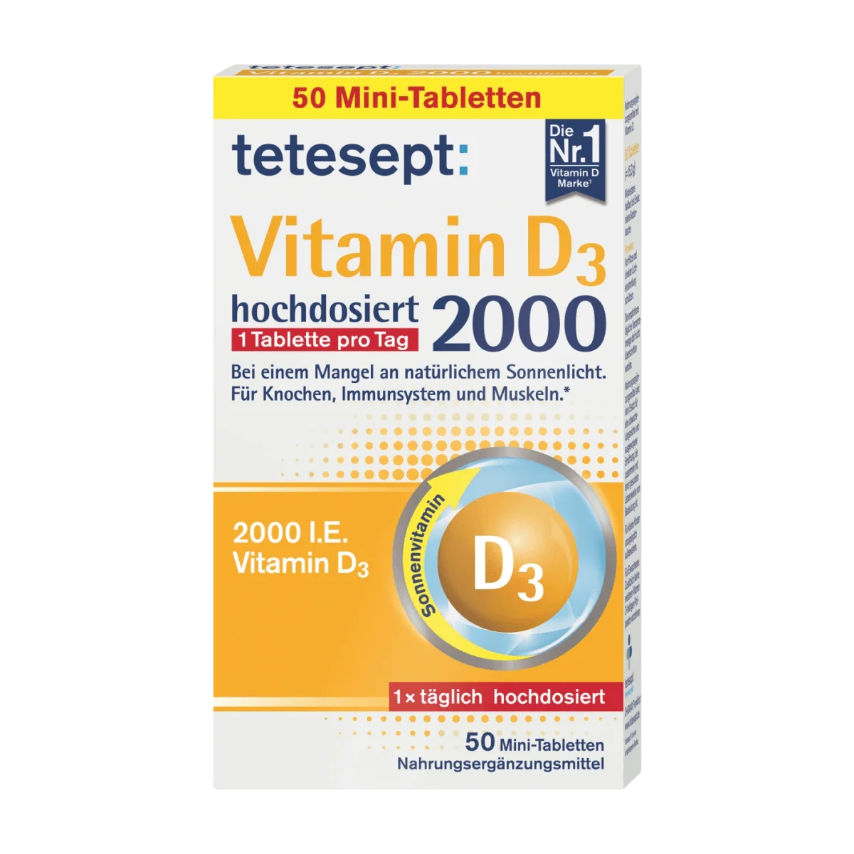 tetesept Vitamin D3 2000 I.E Tabletten 50 Stk, 15.3 g