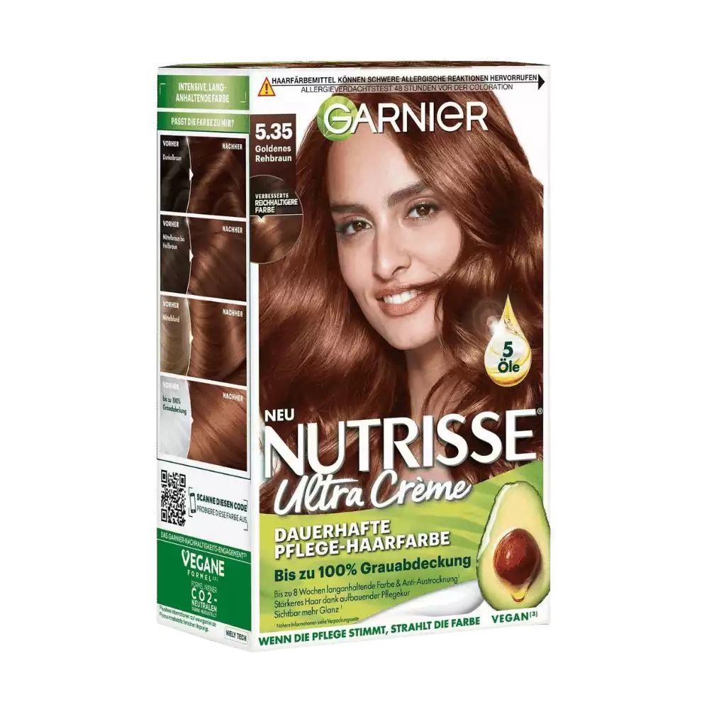 Garnier Nutrisse Creme Haarfarbe 5.35 Goldenes Rehbraun, 1 Stk