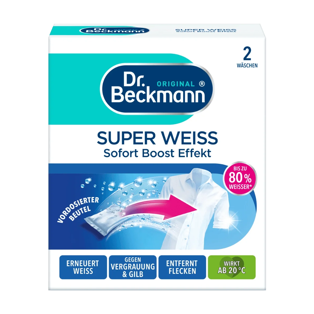 Dr. Beckmann Mitwaschbeutel Super Weiß, 80 g