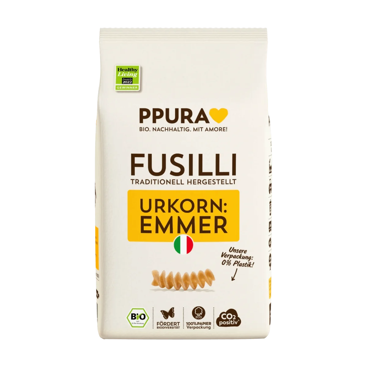 PPURA Nudeln, Fusilli aus Emmer, 500 g