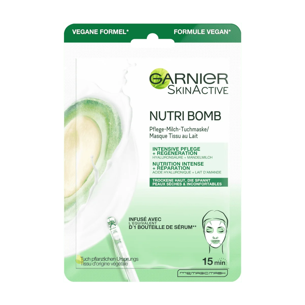 Garnier SkinActive Nutri Bomb Masque Tissu Amande, 28 g