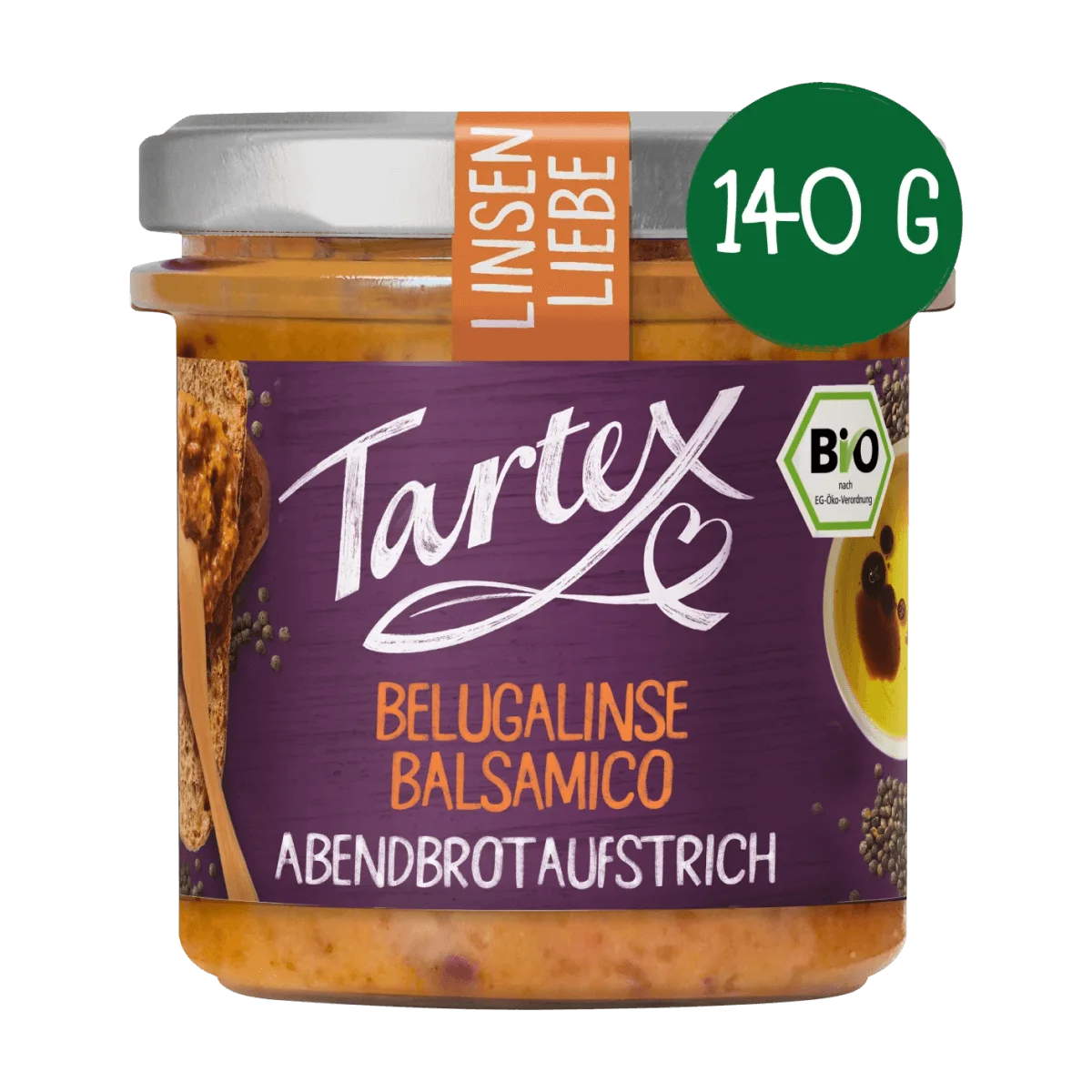 Tartex Brotaufstrich, Belugalinse Balsamico, 140 g