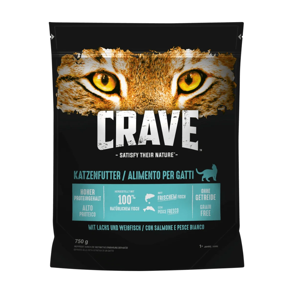 Crave Trockenfutter Katze mit Lachs & Weißfisch, Adult, 750 g